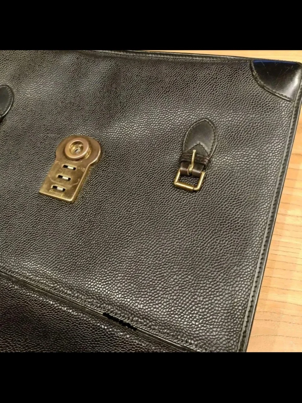 Mulberry Black Textured Leather Briefcase with Brass Lock